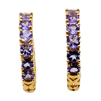 9ct Gold Tanzanite Hoop Earrings